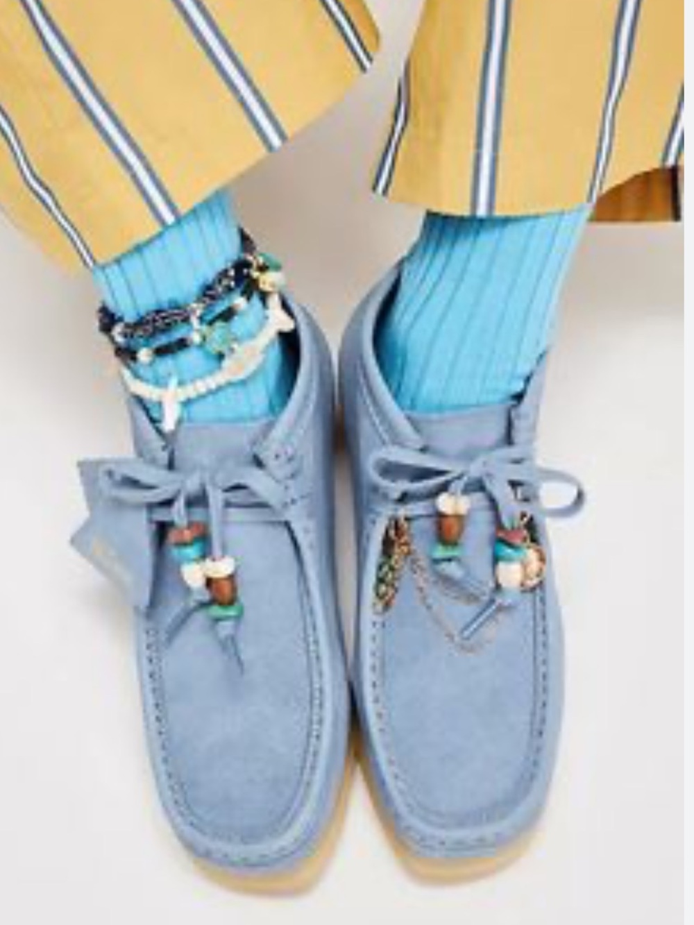 Clark’s Original NWT Wallabee Boot 10 Powder Blue Suede Leather Lace Up Unisex